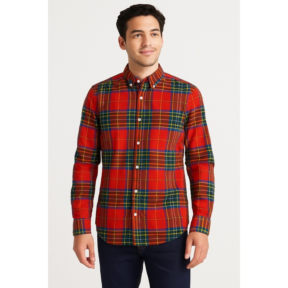 Goodfellow Plaid Button Up Shirt Red Blue Green Men‎ XXL Slim Fit The Every Wear